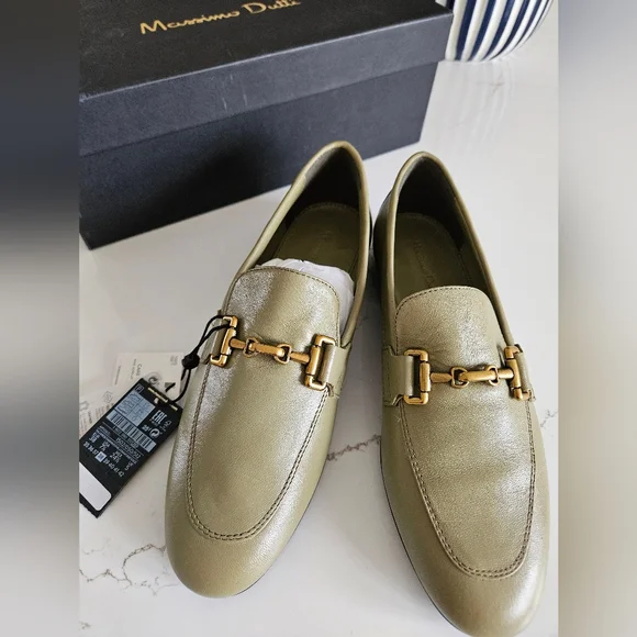 Massimo dutti Zara LEATHER LOAFERS WITH METAL BUCKLE NWT US 7.5/ EUR 38 - Picture 4 of 8